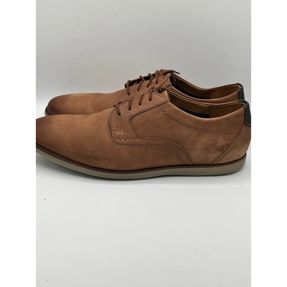 Clarks Men Tilden Cap Tan Leather Derby Oxford Shoes Brown Size 12M 261331777